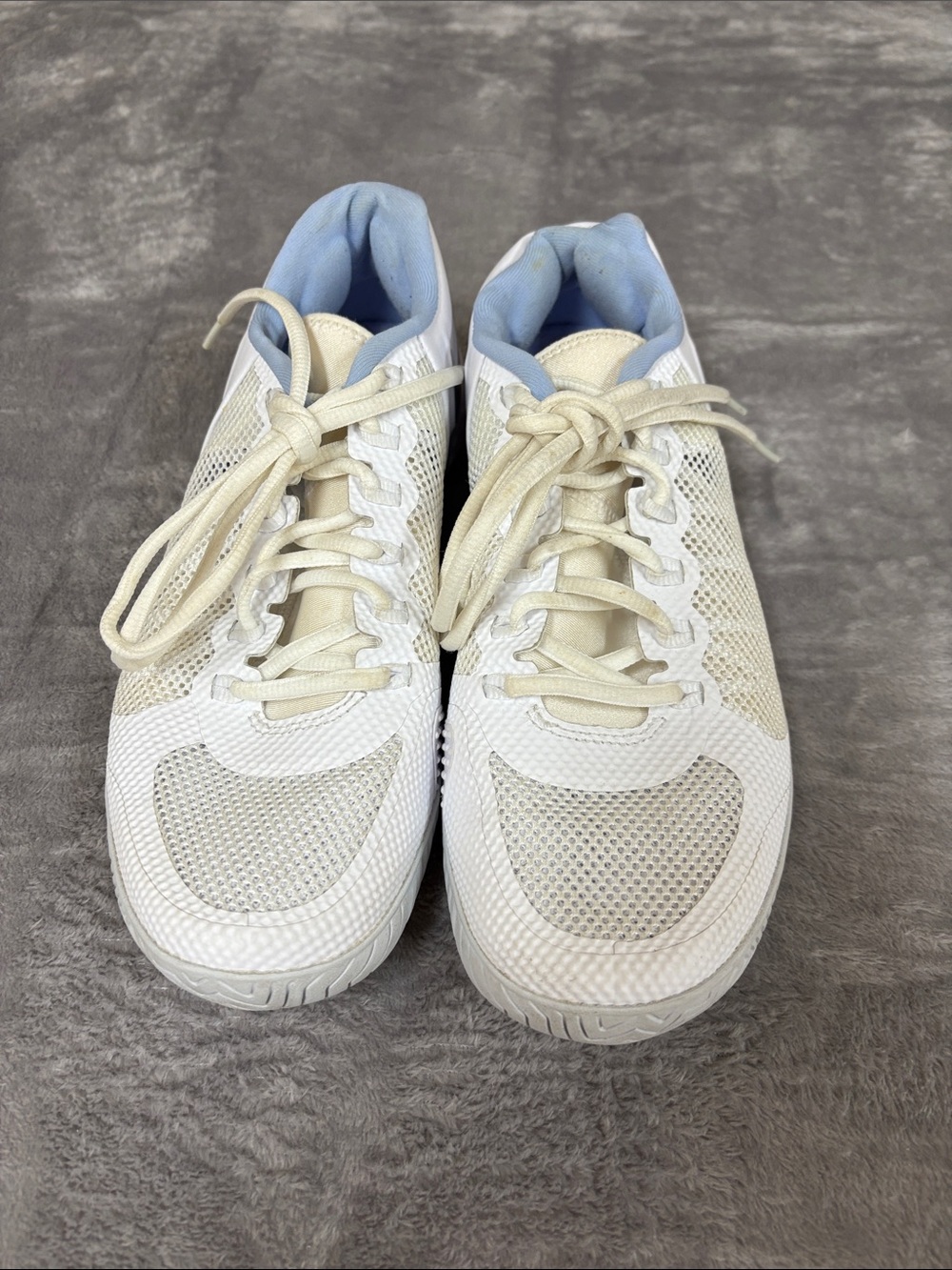 Nike Women's White Mesh Athletic Sneakers with Light Blue Lining